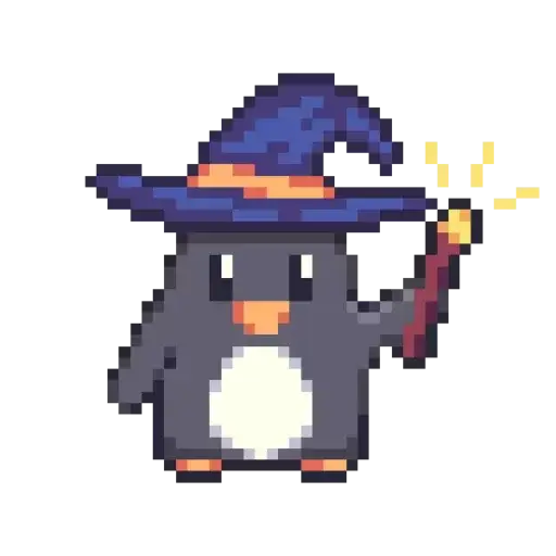 The Shillbirds company logo - A penguin wearing a wizarding hat and holding a wand in one hand. CLicking this icon will return you to the Shillbirds.com homepage.
